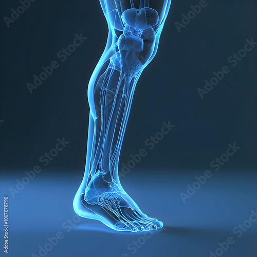 3d rendered illustration of a human leg design. blue color