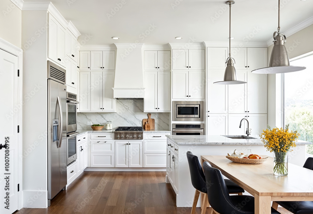 Modern white kitchen renovation with shaker cabinets stainless steel ...