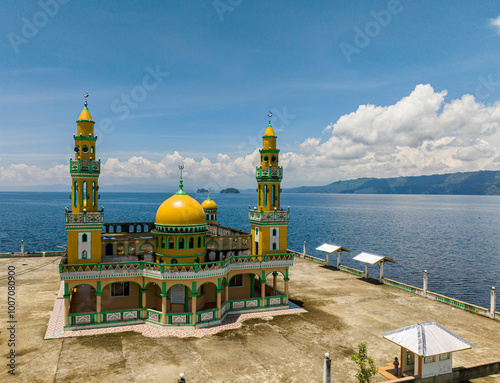 Linuk Masjid one of mosque in Lanao del Sur. Mindanao, Philippines. Aerial footage. photo