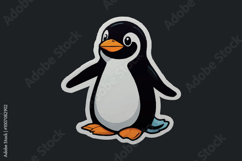 Penguin baby Sticker editable vector file.