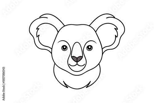 Koala Head Line Art Vector | Simple and Elegant Line Drawing of Koala photo