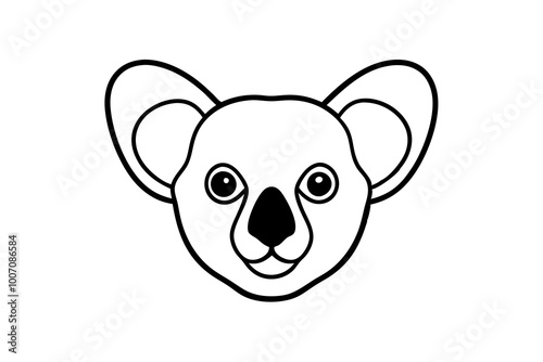 Koala Head Line Art Vector | Simple and Elegant Line Drawing of Koala photo