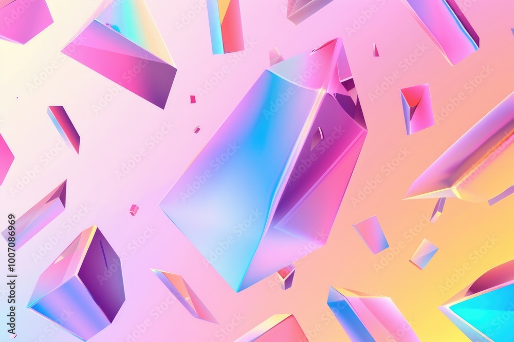 Colorful glass shards suspended in motion