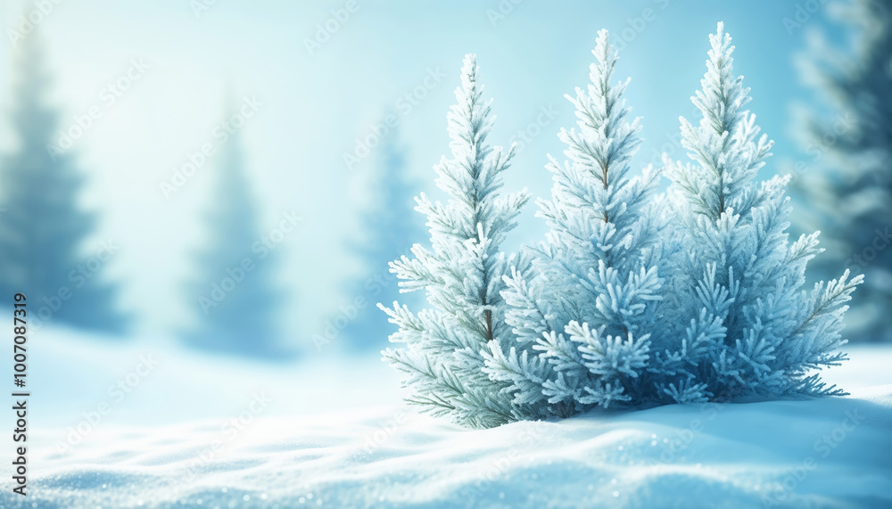 Fototapeta premium snow covered pine trees