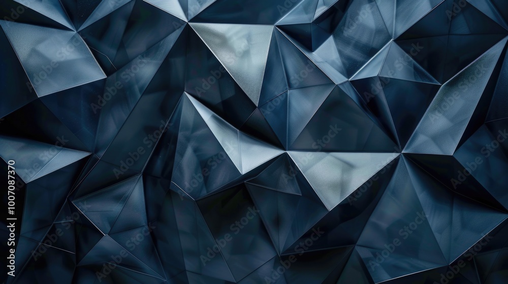 Fototapeta premium A close-up view of a textured wall composed of blue triangular shapes