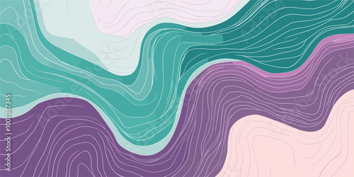 vector background of purple turquoise abstract waves on white background .Generative AI