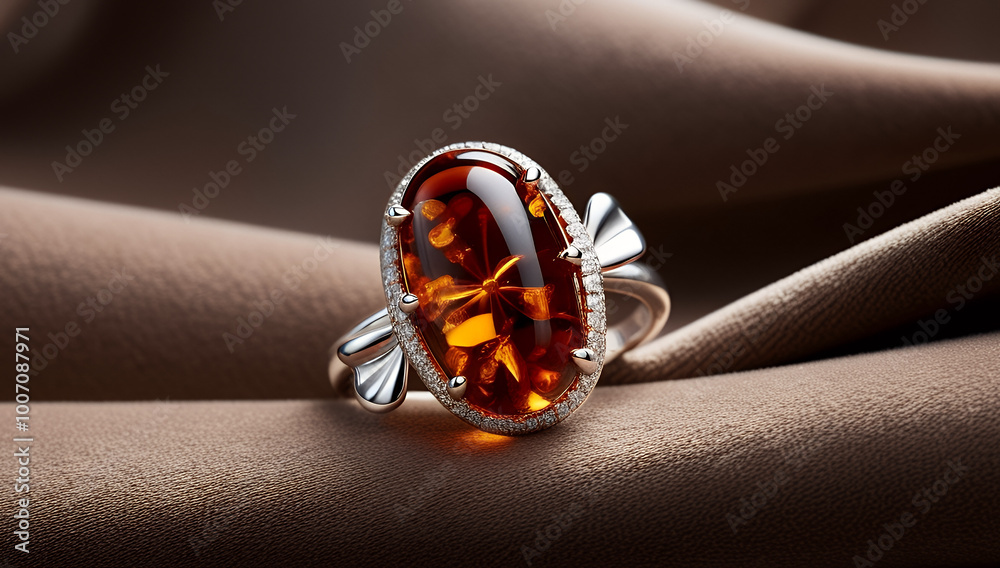 amber ring with beige velvet photography amber ring with beige velvet photography