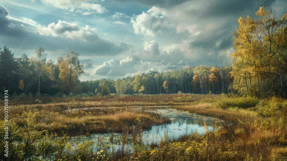 A serene river meanders through a lush green forest, with tall trees and foliage surrounding the water A serene river meanders through a lush green forest, with tall trees and foliage surrounding the water