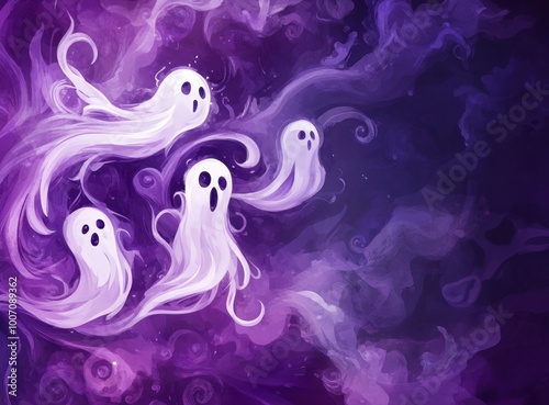 purple background with swirling ghosts Generative AI