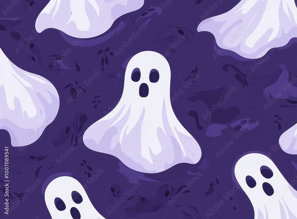 Ghostly Ghosts, purple background simple shapes Generative AI Ghostly Ghosts, purple background simple shapes Generative AI