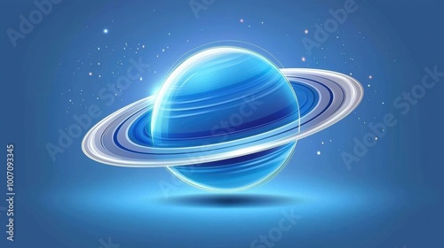 Vibrant Abstract Illustration of a Blue Planet with Rings