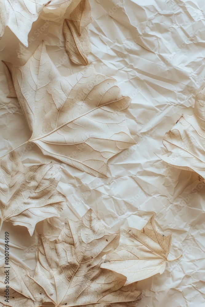 A close-up view of a bunch of leaves on a sheet of paper, great for educational or creative projects A close-up view of a bunch of leaves on a sheet of paper, great for educational or creative projects