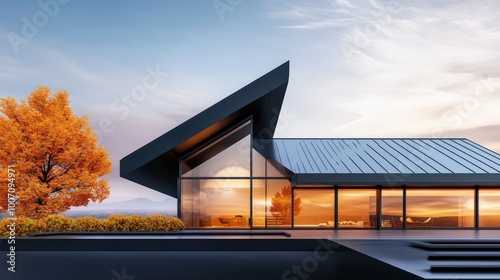 A contemporary house roof with sleek metal panels, emphasizing a minimalist design and modern architectural style.