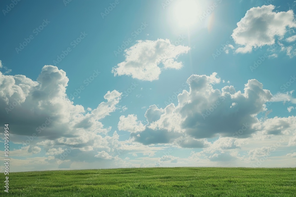 A serene scene with lush green grass and a clear blue sky, perfect for outdoor and nature-related uses A serene scene with lush green grass and a clear blue sky, perfect for outdoor and nature-related uses