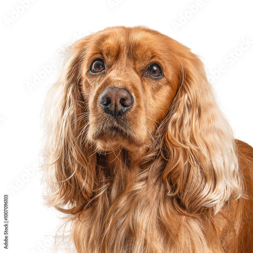 Fotografie Portrait of a English cocker spaniel isolated on white background