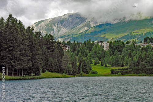 Landscape of the Alps as seen from Crans-Montana, Switzerland