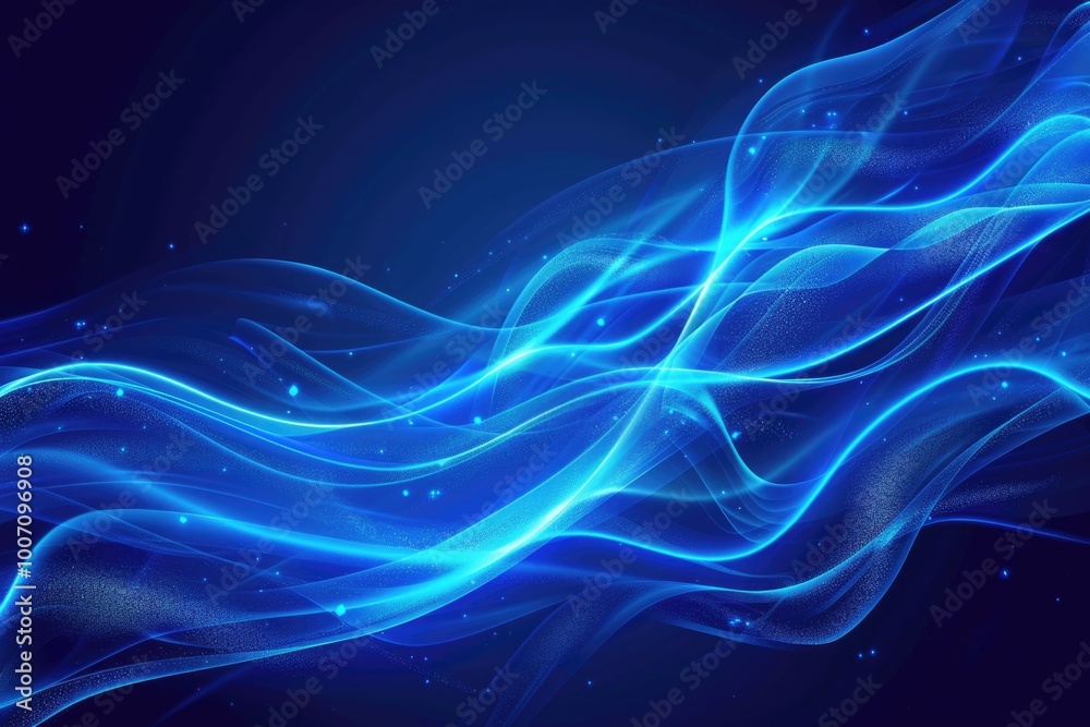 Abstract wave design on a blue background with starry night sky elements Abstract wave design on a blue background with starry night sky elements