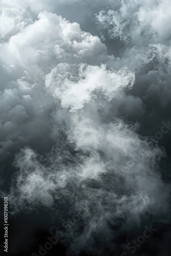 Aerial view of a plane flying through fluffy white clouds