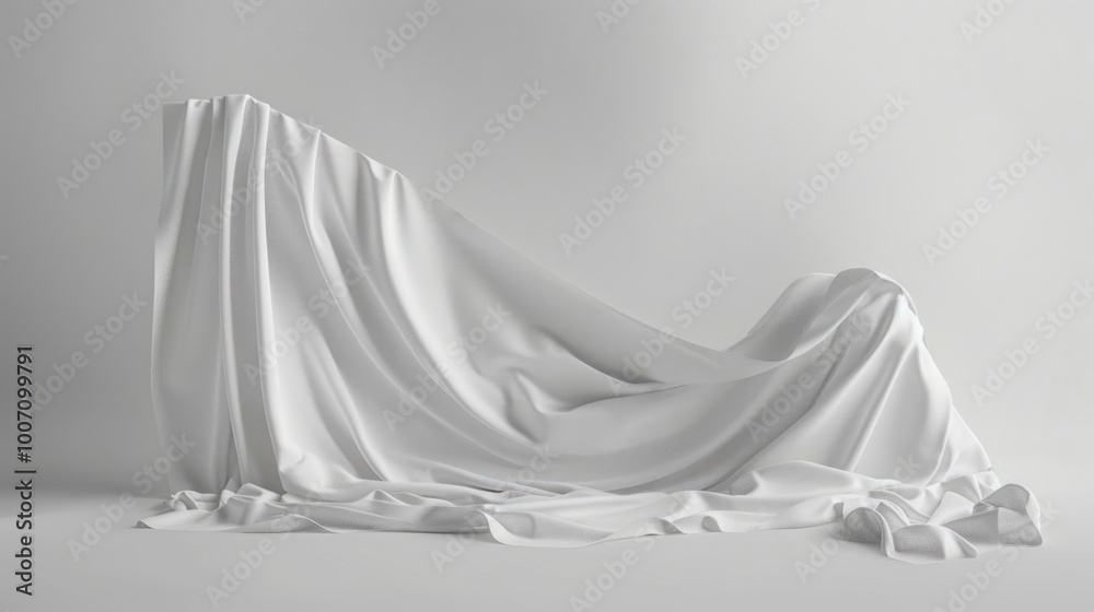 A simple and clean design featuring a white cloth draped over a white surface A simple and clean design featuring a white cloth draped over a white surface