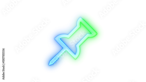 Neon pin glow icon, Neon icon pinned symbol transparent background