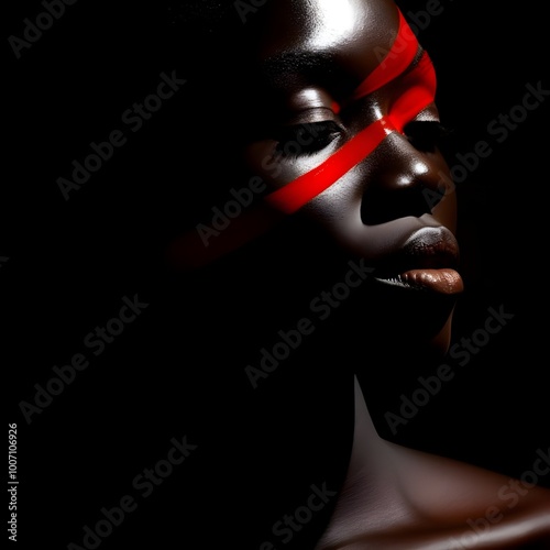 BEAUTIFUL AFRICAN MODEL WITH RED BACKGROUND 3 photo