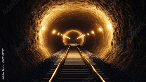 A vast underground network of tunnels lit by dim lights, symbolizing the intricate design of modern mining operations