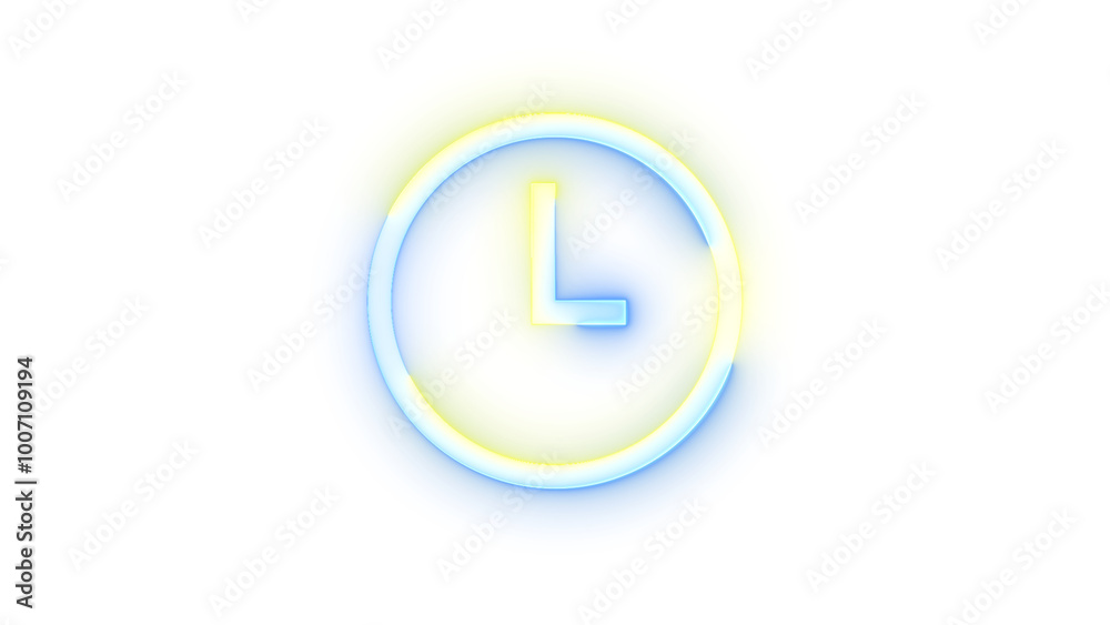 Neon icon recent symbol blue yellow color transparent background Neon icon recent symbol blue yellow color transparent background