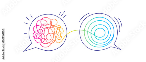 Tangle of thoughts. Speech bubbles icon. Idea sign
