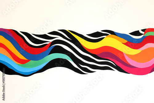 Horizontal illustration of zebra stripes in various colors