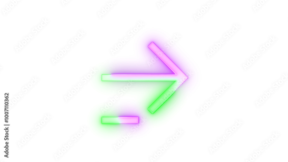 Neon icon right arrow key time symbol purple green color transparent background Neon icon right arrow key time symbol purple green color transparent background