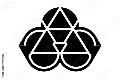 Interlocking triangle in silhouette illustration