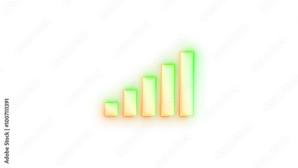 Neon icon signal bars 5 symbol brown green color transparent background Neon icon signal bars 5 symbol brown green color transparent background