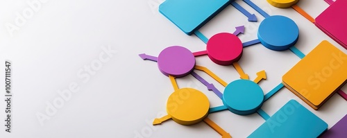 Colorful geometric shapes on a white background, illustrating creativity and design concepts for modern projects and presentations.