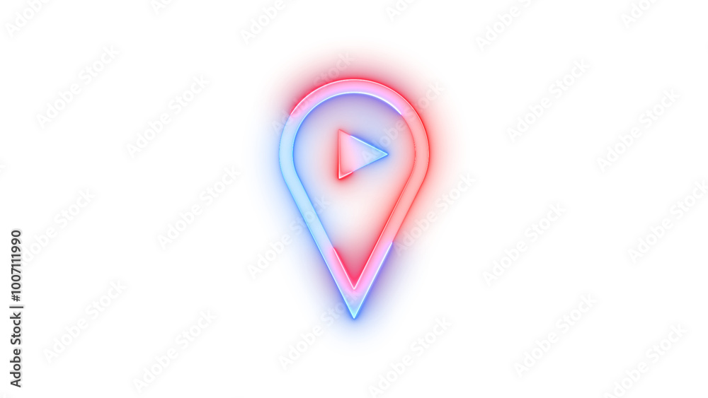 Neon icon start point symbol blue red color transparent background Neon icon start point symbol blue red color transparent background