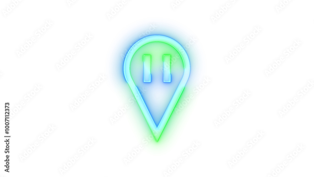 Neon icon stop point symbol blue green color transparent background Neon icon stop point symbol blue green color transparent background