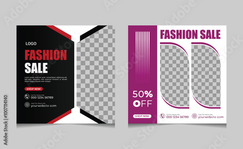 fashion sale social media post design vector template set. social media post design for fashion sale.