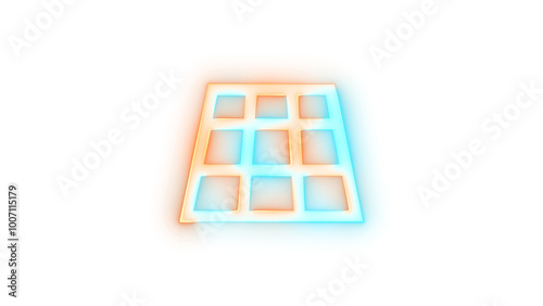 Neon icon tilt up symbol cyan brown color transparent background