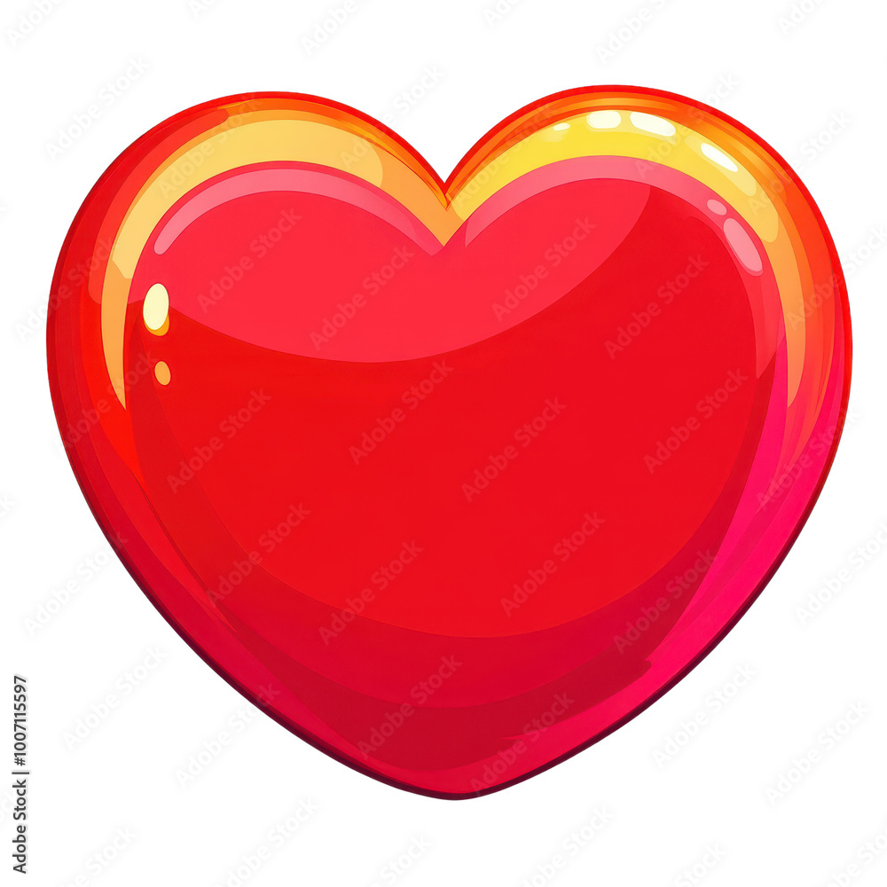 Glossy red heart shape with a vibrant gradient, ideal for love and affection themes. on a white isolated background. Glossy red heart shape with a vibrant gradient, ideal for love and affection themes. on a white isolated background.