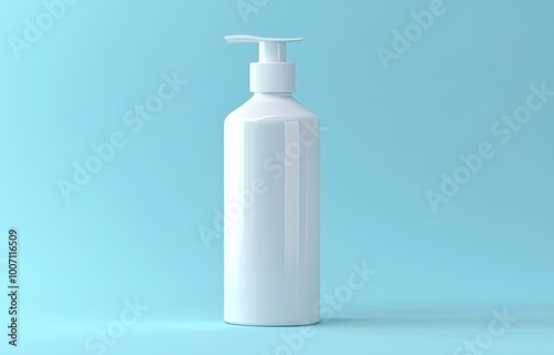 This mockup shows the front of a blank white plastic pump bottle