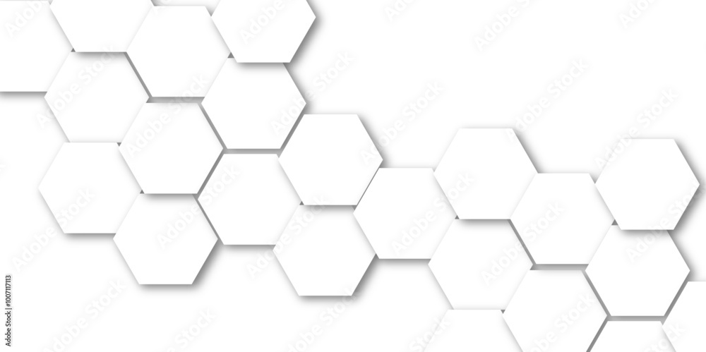 Luxury white and grey hexagonal abstract background with shadow. Geometric 3d texture illustration. Abstract hexagonal concept technology, banner and wallpaper background. Luxury white and grey hexagonal abstract background with shadow. Geometric 3d texture illustration. Abstract hexagonal concept technology, banner and wallpaper background.