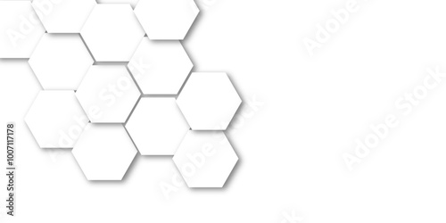 Abstract white and grey seamless hexagon pattern background. Abstract hexagonal concept technology background. Vector Illustration