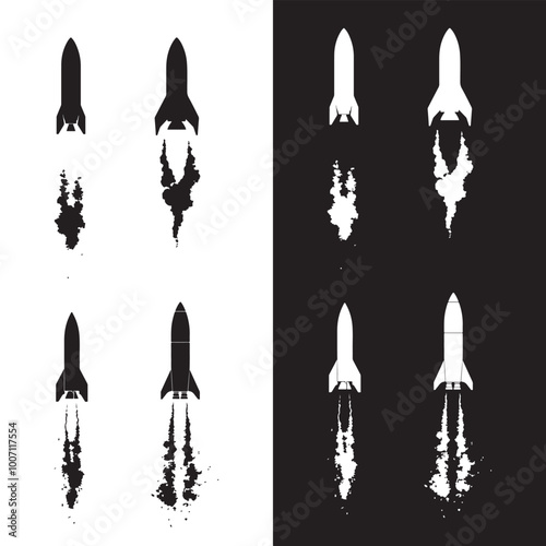Rocket Launch Silhouettes: Minimalist Space Exploration Design
