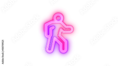 Neon icon walk symbol pink purple color transparent background