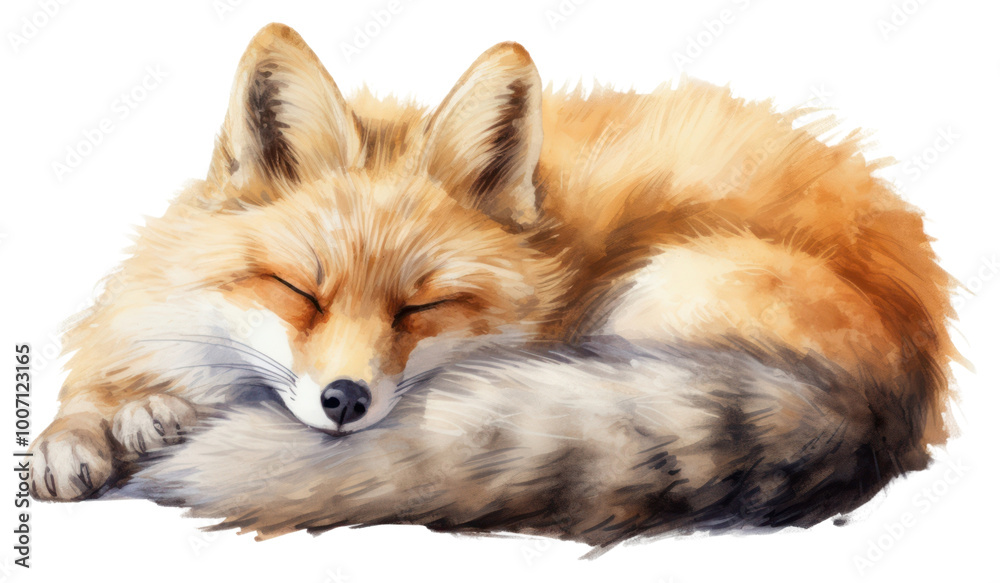 Fototapeta premium PNG Sleepy fox drawing mammal animal.