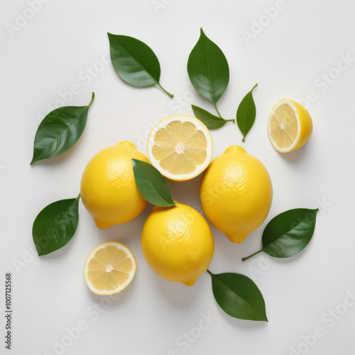 Wallpaper Mural Ripe yellow lemons on a light background Torontodigital.ca