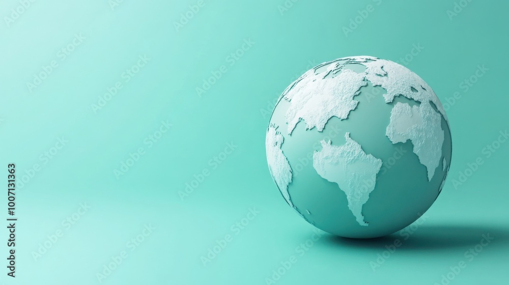 A blue and white globe sits on a turquoise background, symbolizing our planet and its importance. A blue and white globe sits on a turquoise background, symbolizing our planet and its importance.