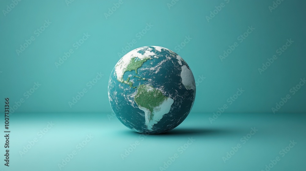 A 3D rendering of Earth against a turquoise background, highlighting the planet's beauty and fragility. A 3D rendering of Earth against a turquoise background, highlighting the planet's beauty and fragility.