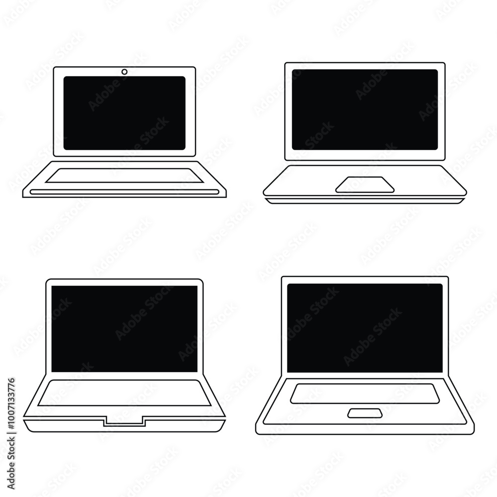 Collection of different laptop outline icons Collection of different laptop outline icons