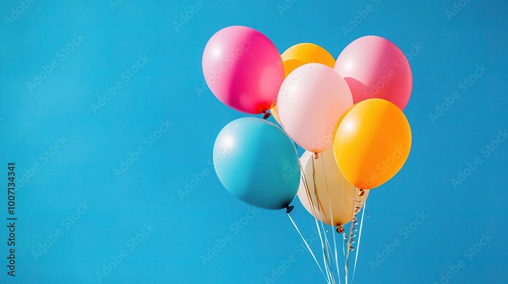 Colorful Balloons Against a Clear Blue Sky Colorful Balloons Against a Clear Blue Sky