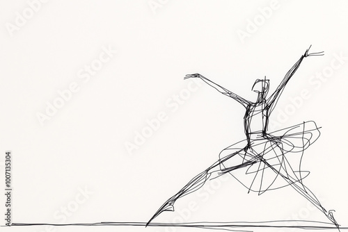 Abstract line drawing of a dancer in motion, expressing grace and movement